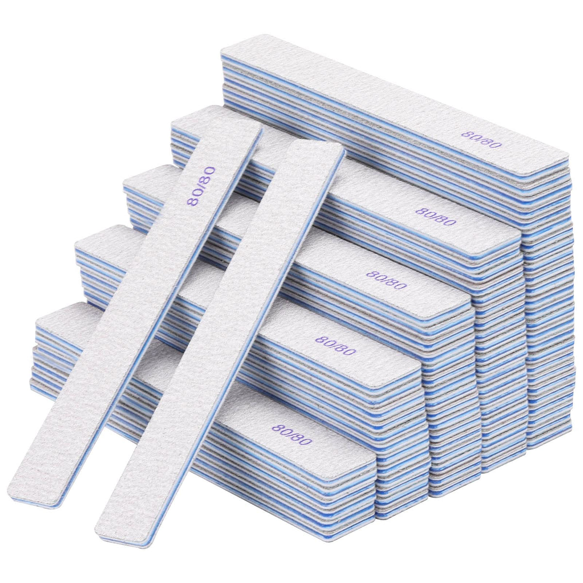 50pcs 80/80 Grit Nail Files Acrylic Nails Emery Boards File Professional