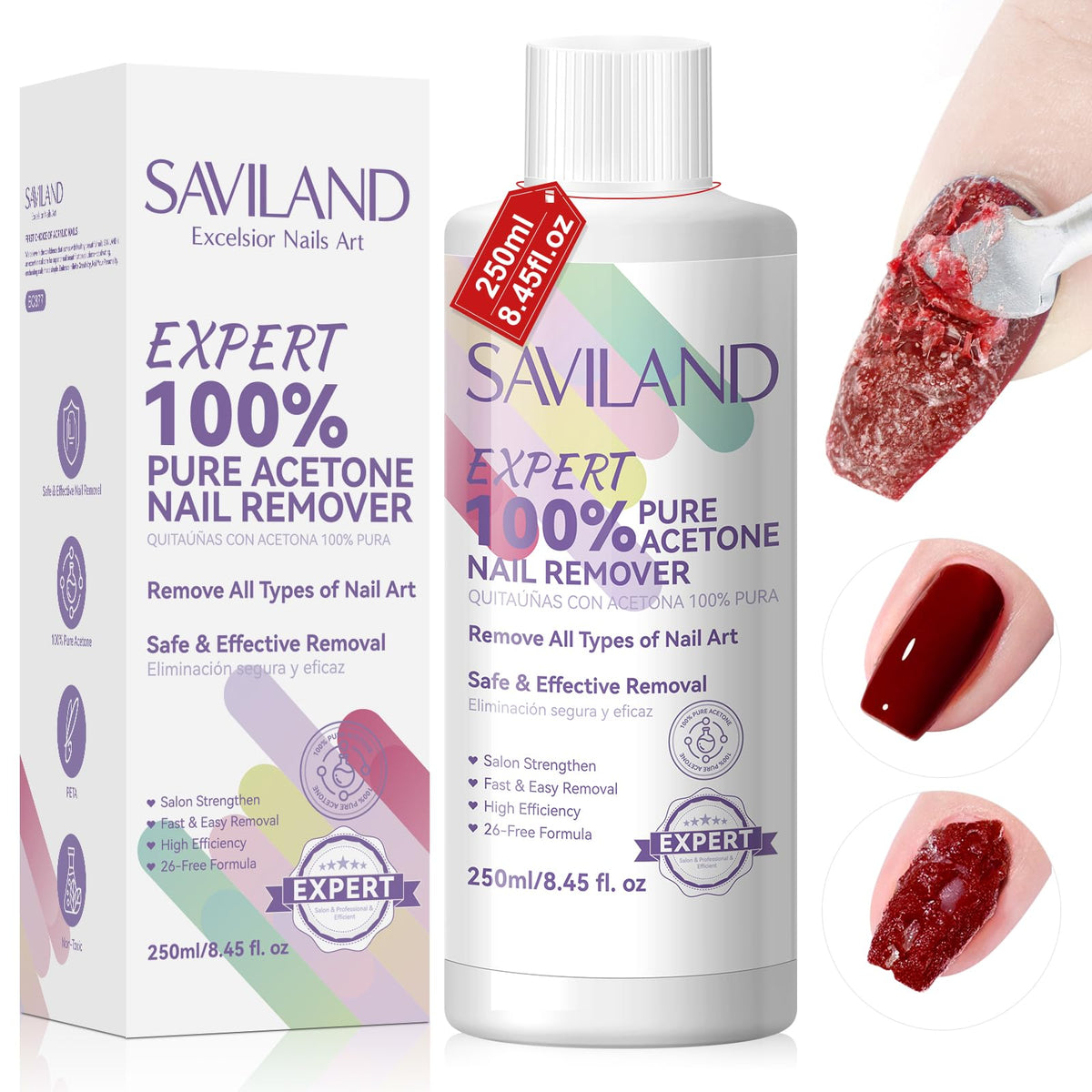 Removedor de Esmalte y Gel para Uñas SAVILAND 250ML — Suave y Efectivo