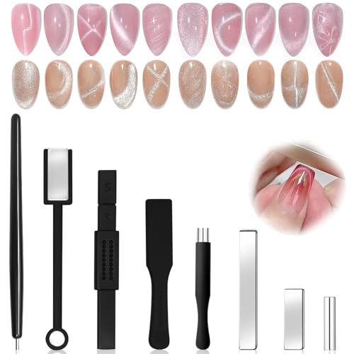 8Pcs Nail Magnet Set Cat Eye Gel Nail Polish Magnet Cat Eye Magnet