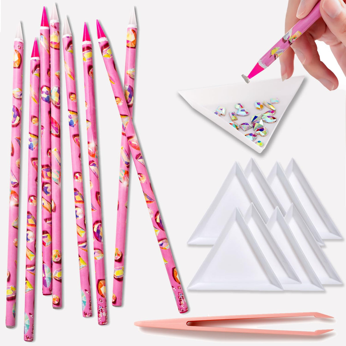 17Pcs Rhinestone Picker Tool Kit Self-Adhesive Wax Pencil for Rhinestones and Diamond Painting Jewel Picker Tools