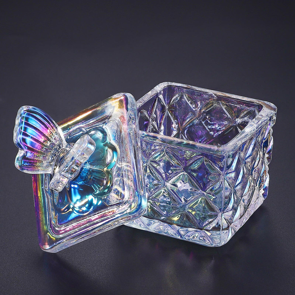 Noverlife Mini Glass Dappen Dish for Nail Art Acrylic Liquid Powder Crystal Monomer Dish with Butterfly Lid Small Monomer Cup Acetone Dish Acrylic Liquid Cup for Home & Nail Salon Manicure Tools