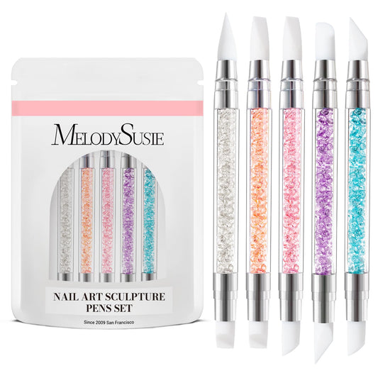 MelodySusie 5 Pcs Nail Art Sculpture Pen Acrylic Dual Tipped Brushes