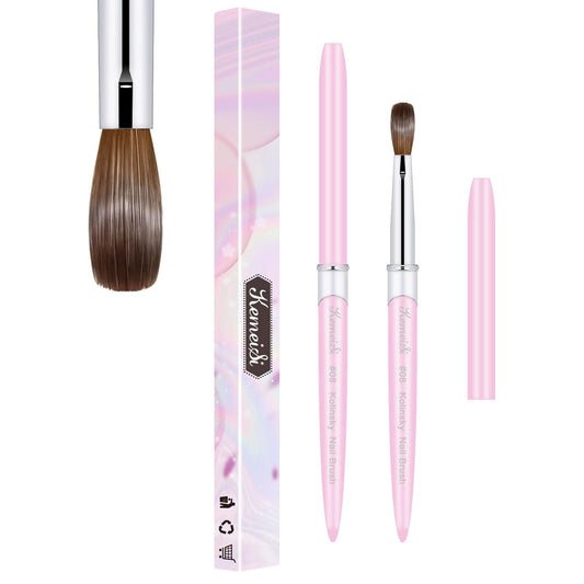 KEMEISI Acrylic Nail Brush Size #08 100% Pure Kolinsky Nail Art Brushes for Acrylic Application Sturdy Handle Oval Shaped Acrylic Powder Nail Design Tools for Professional Manicure DIY
