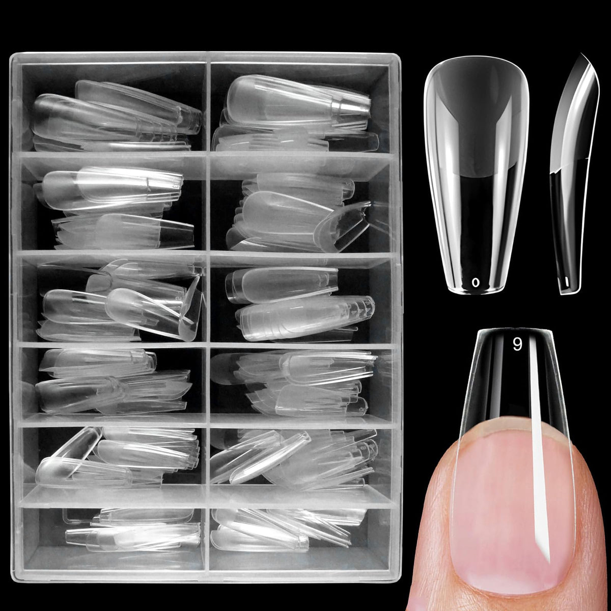 LoveOurHome 240pc Medium Coffin Fake Nail Tips Clear Gel X Nail Tips Full Cover Clear Press on Nails Coffin Acrylic Nail Tips Artificial Nails Short Ballerina Fake Fingernail Gel Nail Extension Tips