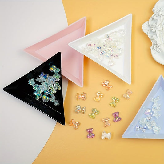 J-DAGGENNI 12pcs Plastic Triangle Tray Holder for Rhinestone Jewelry Beads Organize Storage and Display DIY Decoration Nail Art Manicure Container Tools