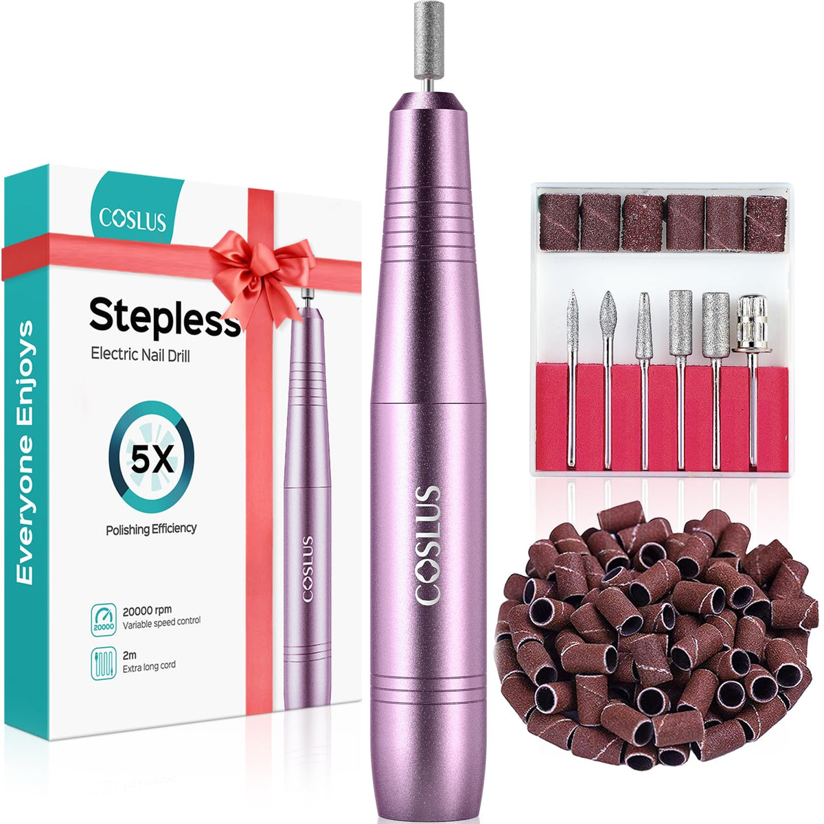 COSLUS Electric Nail Drill File Professional: for Acrylic Gel Dip Powder Nails