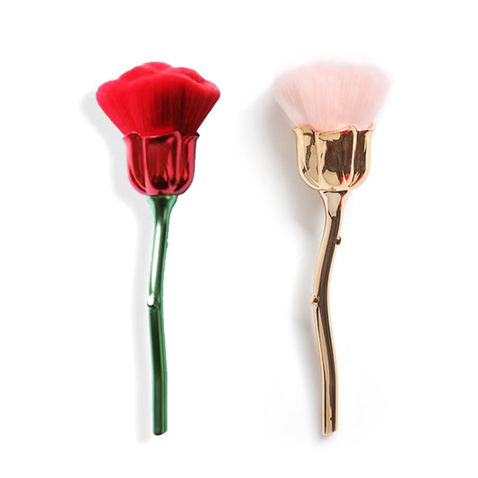 Brochas Limpiadoras para Uñas Diseño Rosa Rojo y Dorado x2