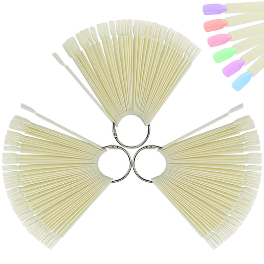 ZOENHOU 150 PCS Natural Nail Swatches Sticks Plastic Nail Polish Sticks Nail Color Tips Display
