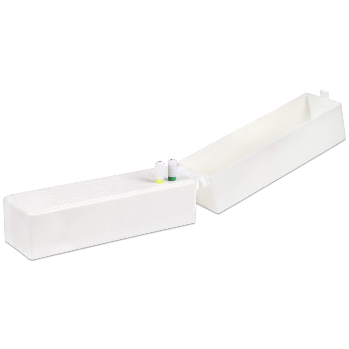 30 Holes White Rectangle Nail Drill Bit Holder Stand Display Organizer - Dust Proof Acrylic Storage Container Box Case