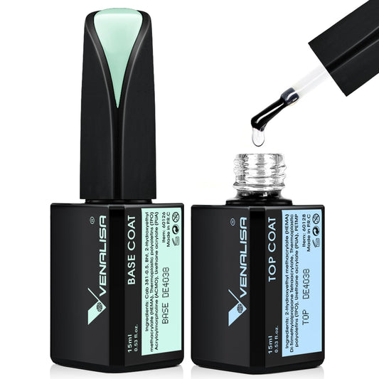 Set Top Coat y Base Coat Gel Sin Residuo VENALISA 15ml x2