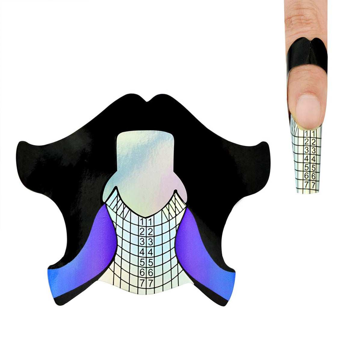 50pcs Nail Form Sticky Nail Forms for Builder Gel Reusable Sturdy Nail Extension Forms Nail Forms for Acrylic Nails Builder Gel Nail Forms Self-Adhesive Paper Nail Forms Molds Builder NTF050-50pc