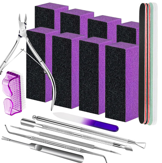 FANDAMEI Nail Care Kit Nail Buffers and Files Nail Cuticle Tools Kit Nail Manicure Tools Finger Nail File Set