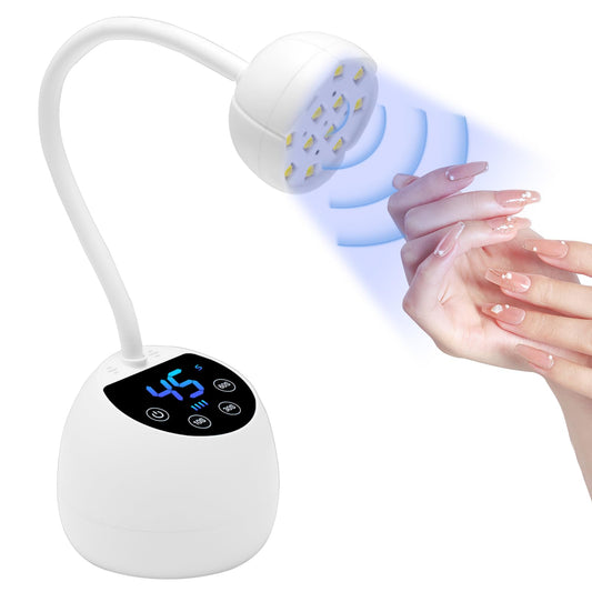 CGBE UV Nail Lamp with Smart Sensor and LCD Display 12 Beads UV Light for Nails with 4 Modes 36W Led Nail Lamp with USB Charging Cable in Salon Or DIY at Home White