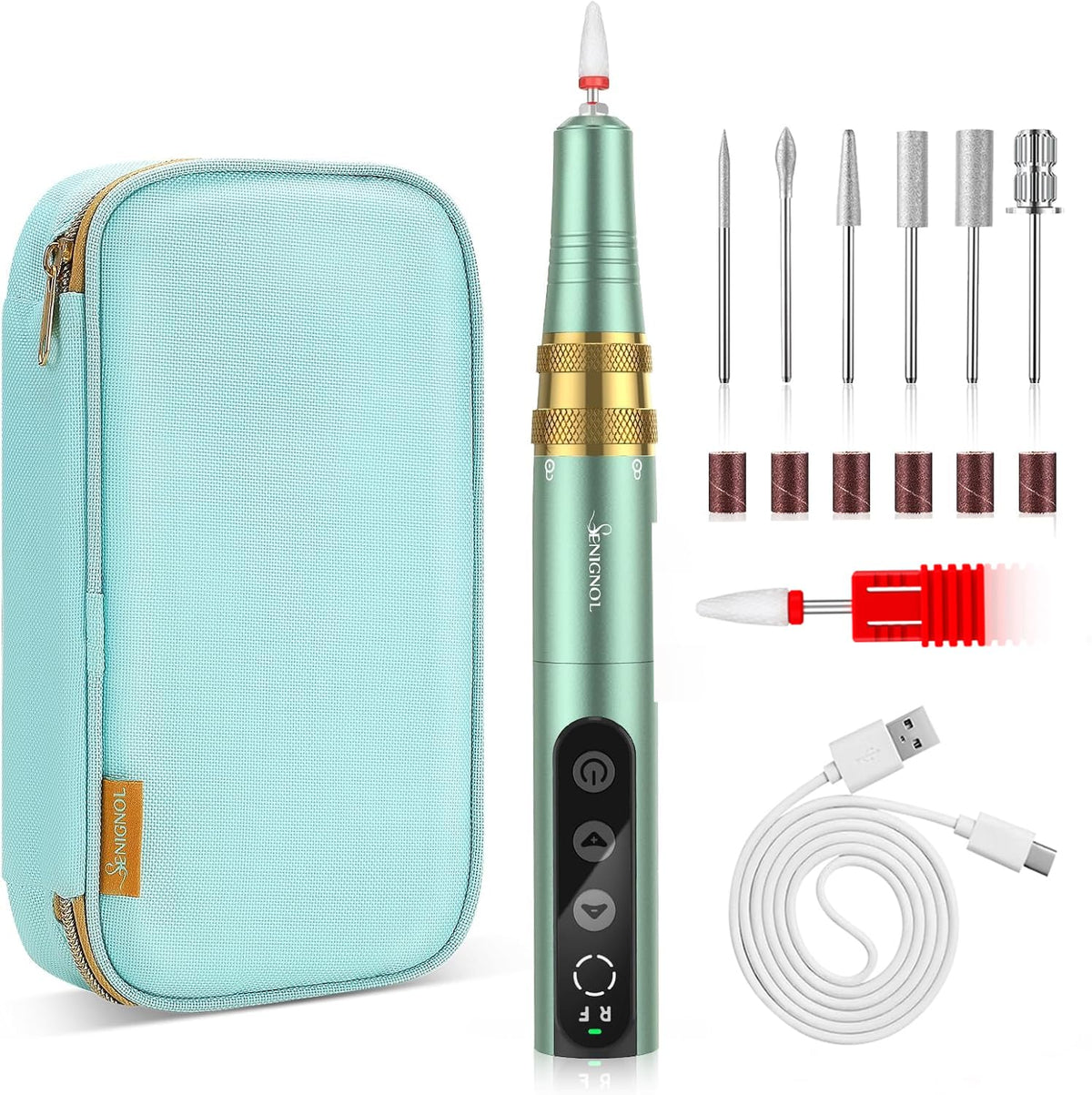 SENIGNOL Nail Drill Electric Kit for Gel Acrylic Nails 35000RPM Rechargable
