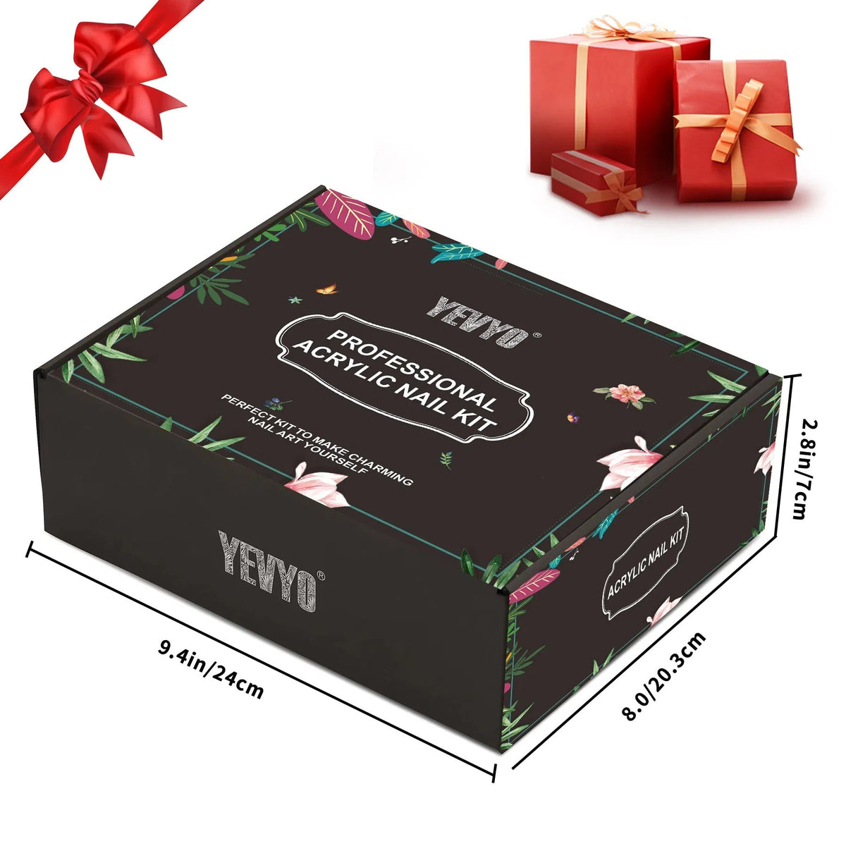 Kit Completo de Acrílico y Gel UV — Lámpara + 4 Geles + 24 Glitters
