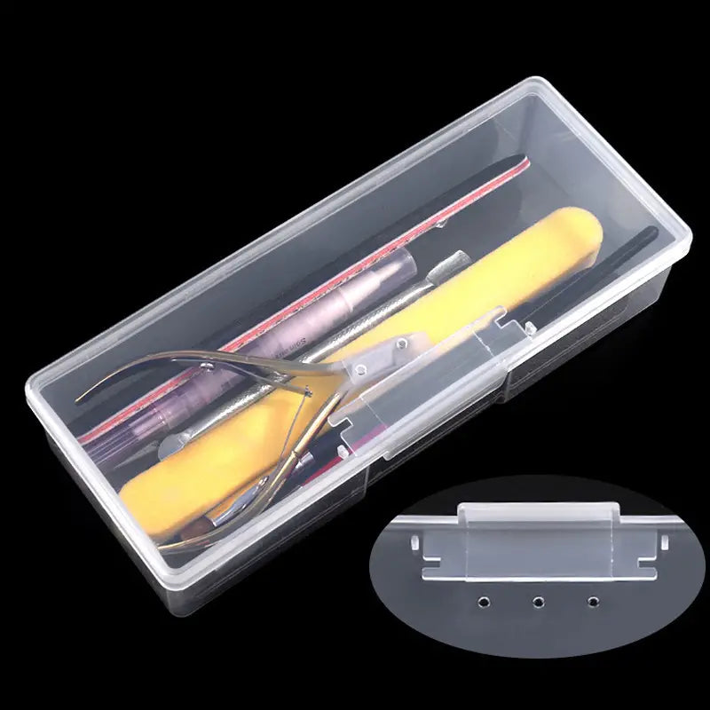 Transparent Plastic Storage Box for Nail Tools & Cosmetics