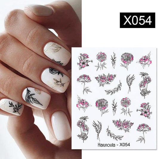 DIY Flower Nail Sticker Transfer Decal for Art