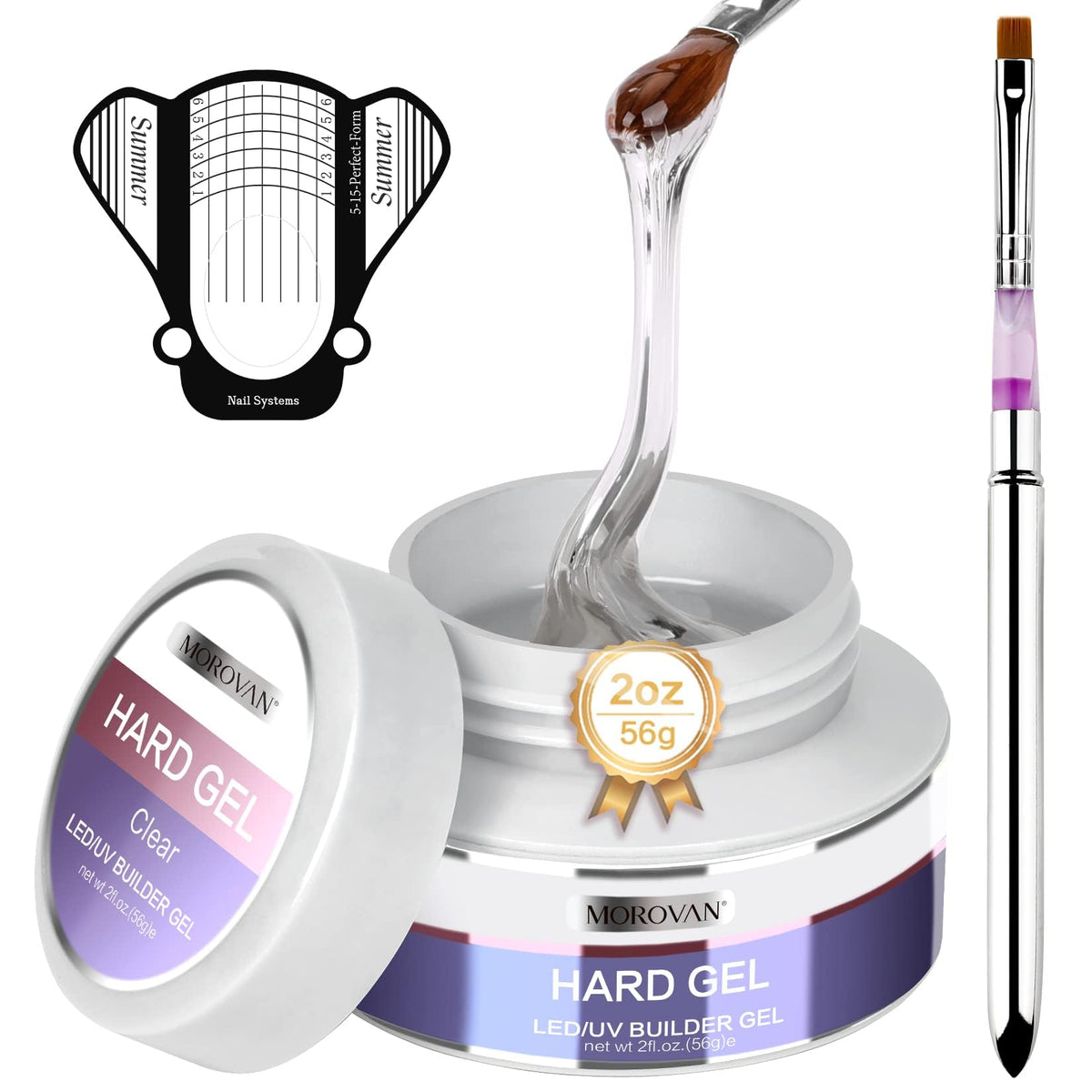 Morovan Hard Gels LED/UV Builder Nail Gel Sculpting Extension Strengthen UV Art Manicure Set with Forms