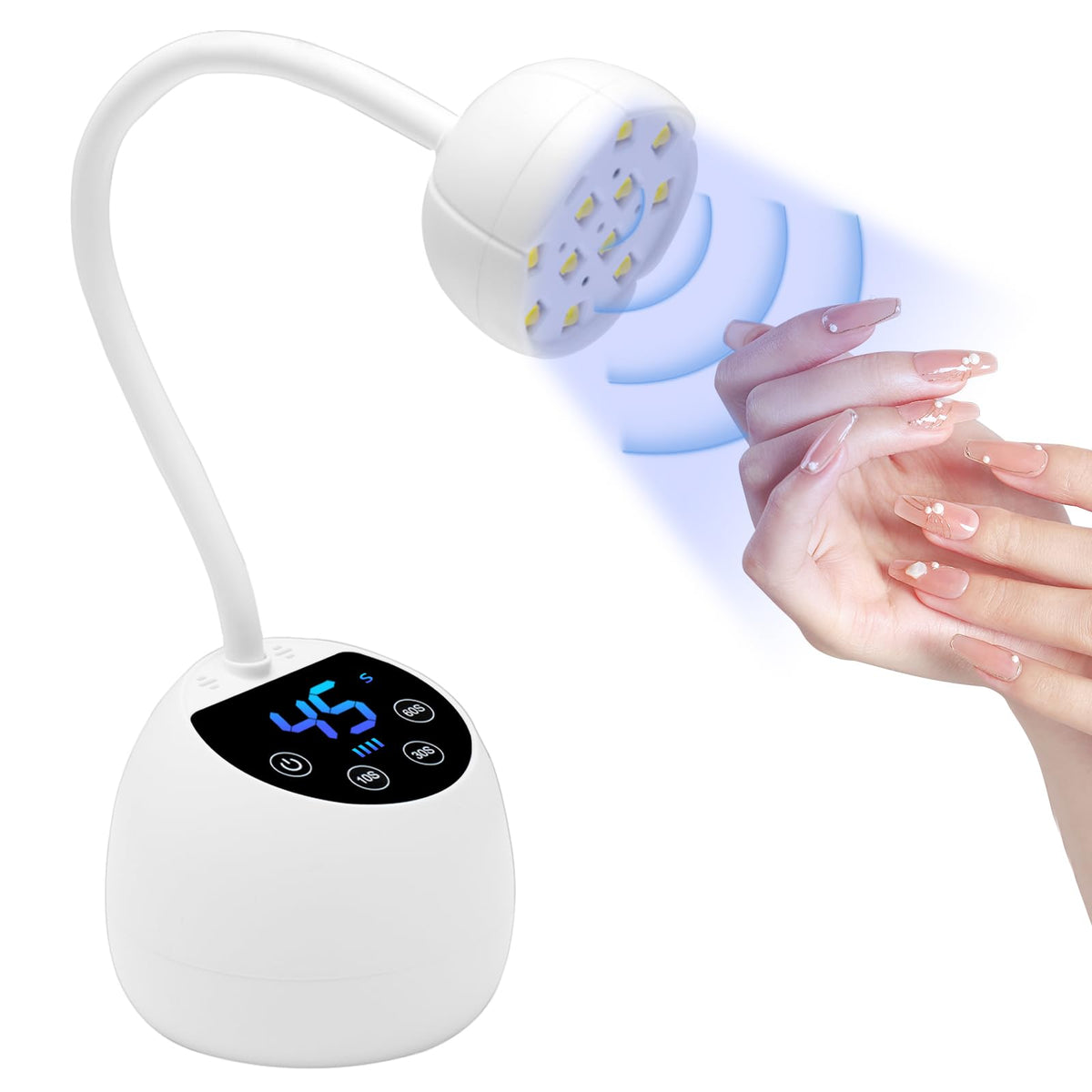 CGBE UV Nail Lamp with Smart Sensor and LCD Display 12 Beads UV Light for Nails with 4 Modes 36W Led Nail Lamp with USB Charging Cable in Salon Or DIY at Home White
