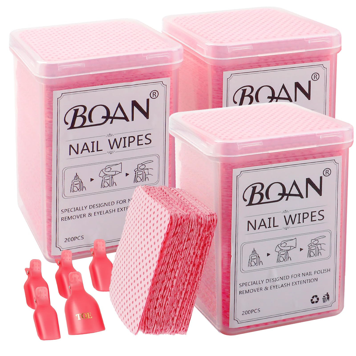 BQAN Lint Free Nail Wipes 600PCS Lint Free Wipes color pink