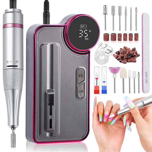 SAVILAND Portable Electric Nail Drill: 35000RPM Nail Drill rechargable
