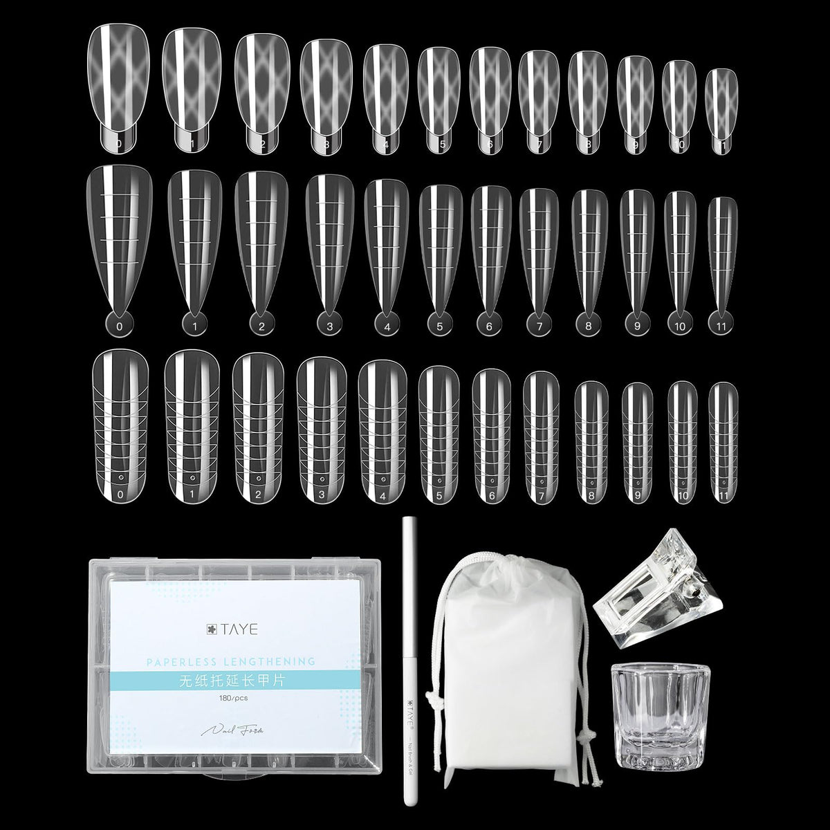 TAYE Double Nail Forms Nail Molds Nail Formsl SetsClear Nail ExtensionsSuitable Nail Extension Art for Salons and DIY180PCS 3 Styles 12 Sizes