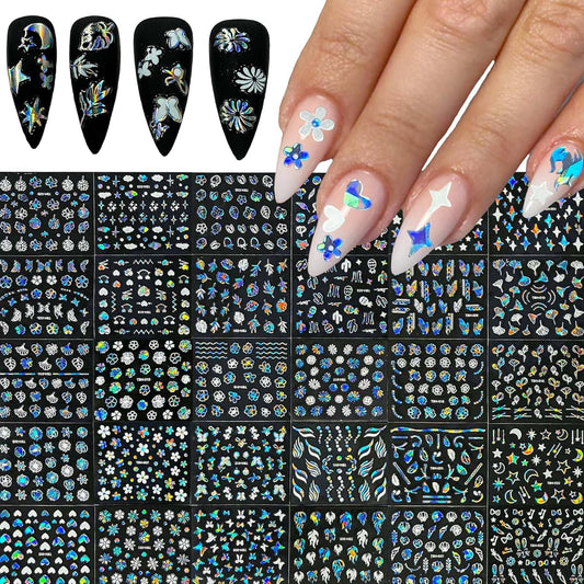 Stickers 3D Holográficos Aurora para Nail Art x30 Hojas