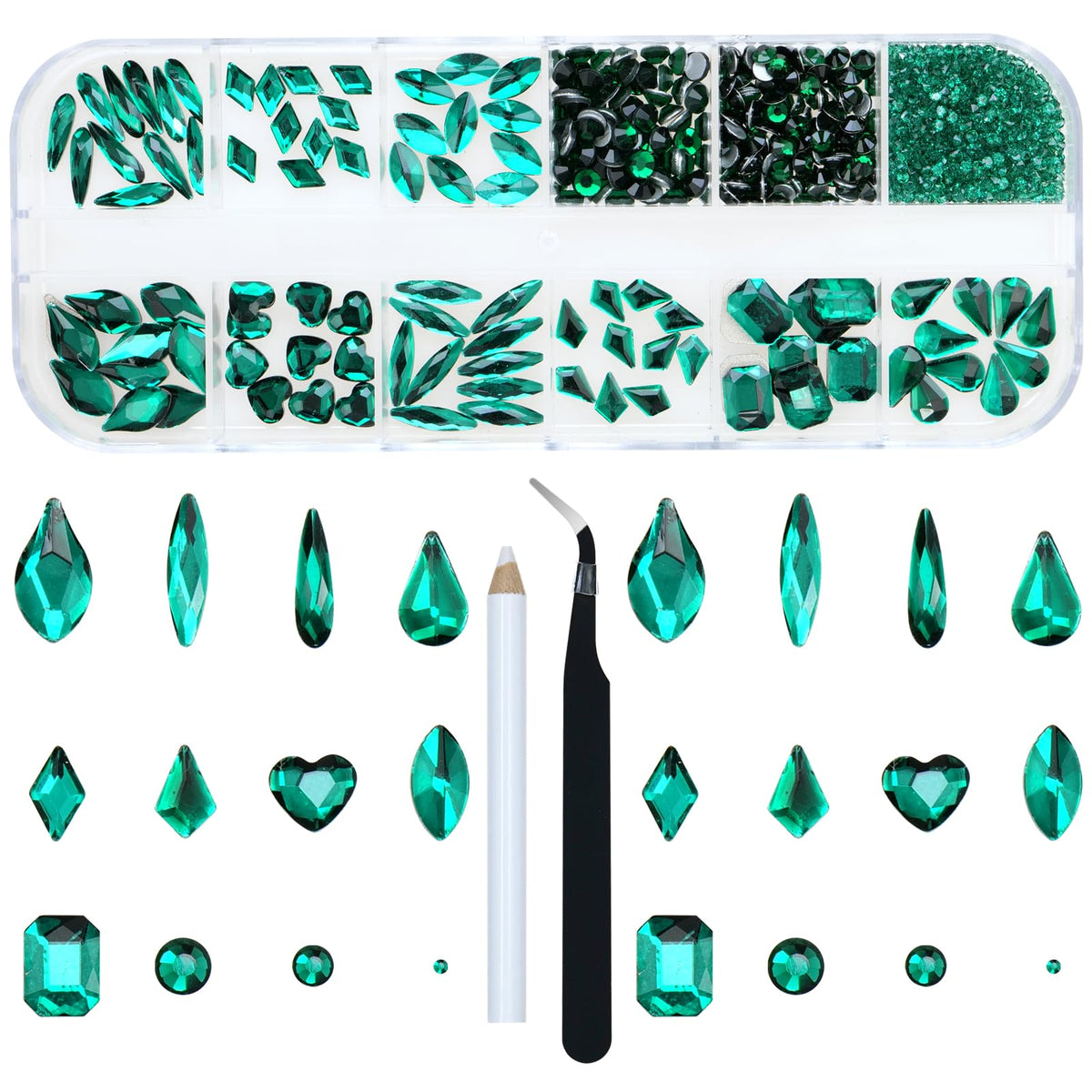 Rhinestones Verde Esmeralda x830 — Múltiples Formas para Nail Art y Joyería