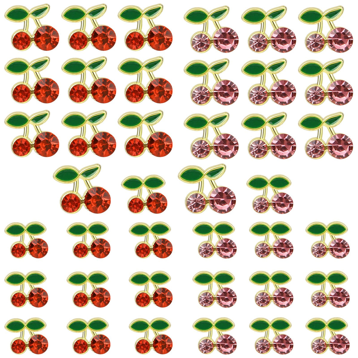 Dimeho 40Pcs 3D Cherry Nail Charms Rhinestones Shiny Gems Nail Accessories