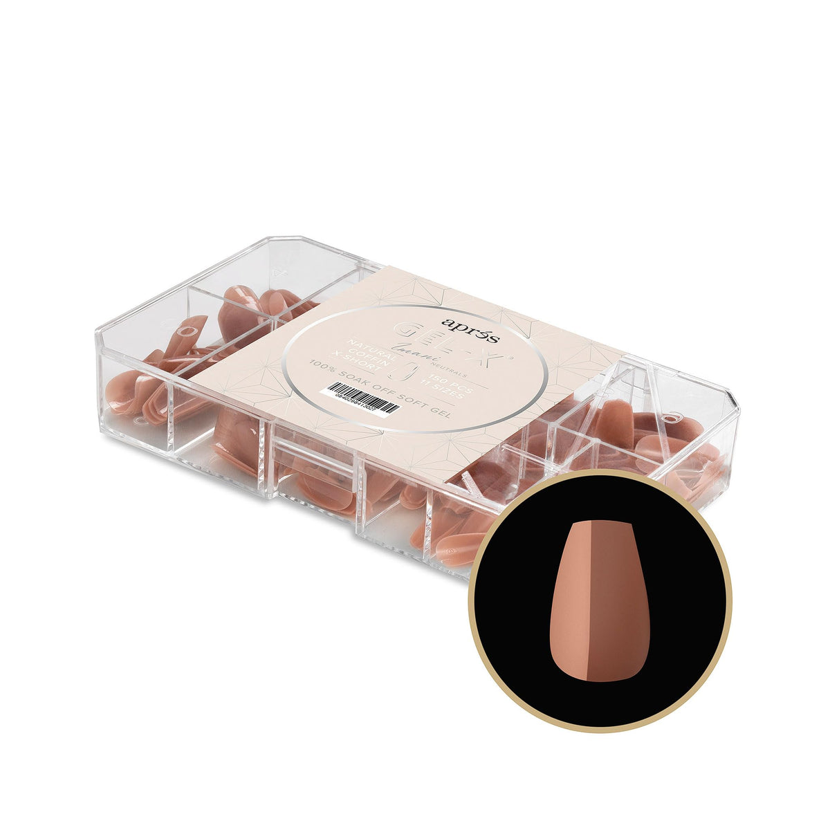 Apres Neutrals Gel-X Imani Box Of Nail Tips 11 Sizes 00-9 Soft Gel Tip Box (150pcs) (Natural Coffin Extra Short 150)