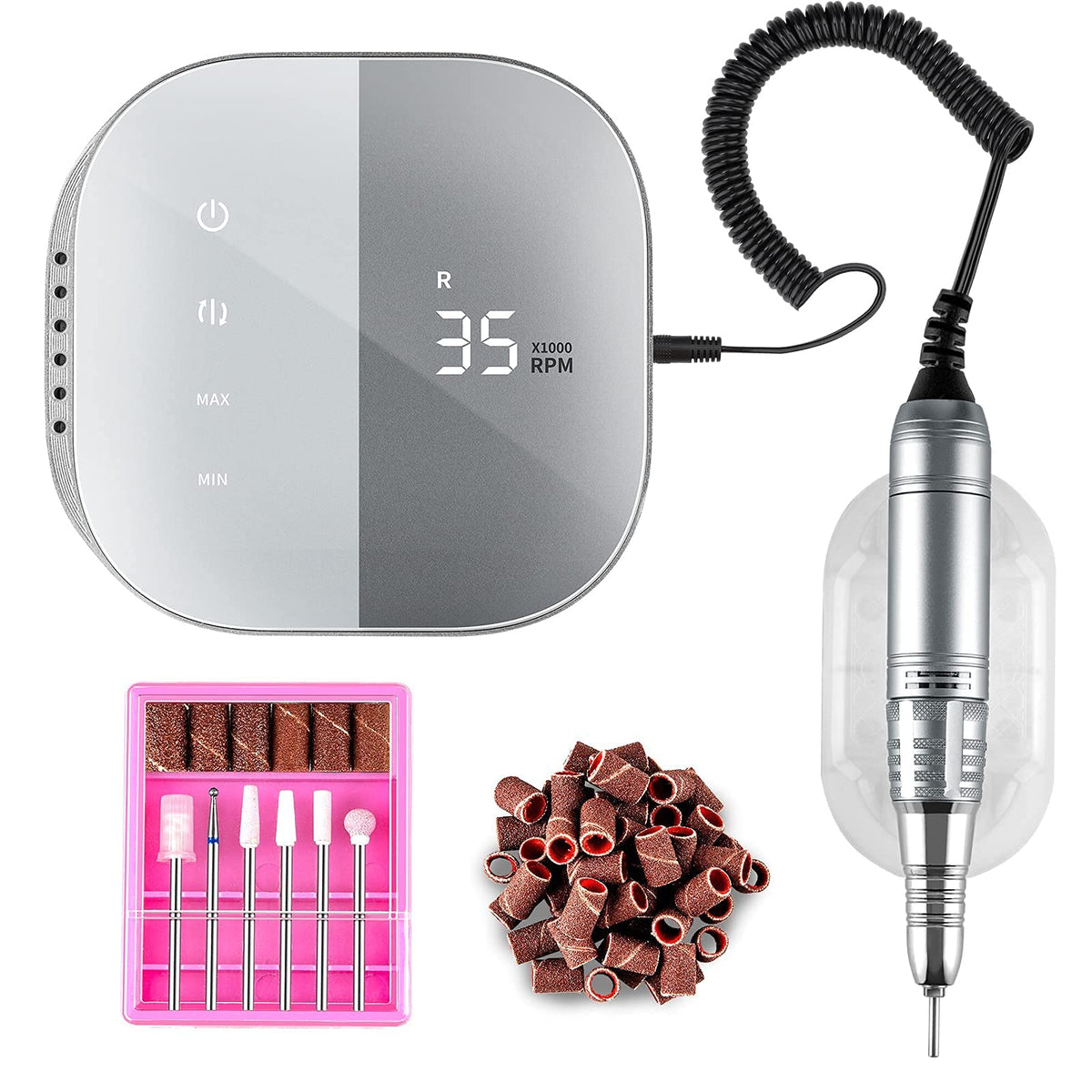 Madenia Professional Nail Drill Machine for Acrylic Nails 35000RPM GRAY