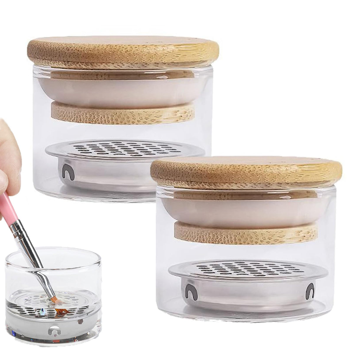 Dappen Dish for Acrylic Nail Brushes Washing Glass Cup Nail Tool X 2 PCS