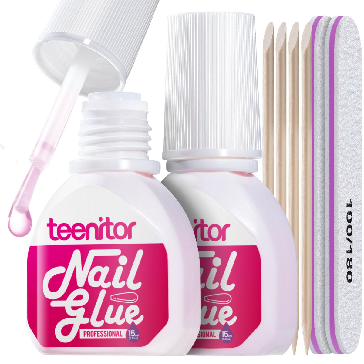 Pegamento para Uñas Acrílicas y Press On Teenitor 30ml — Pincel Incluido