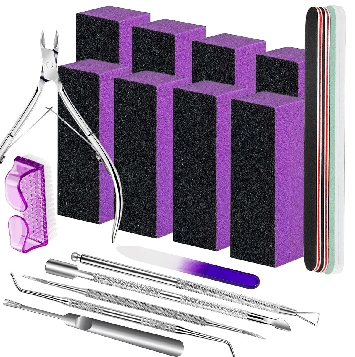 FANDAMEI Nail Care Kit Nail Buffers and Files Nail Cuticle Tools Kit Nail Manicure Tools Finger Nail File Set