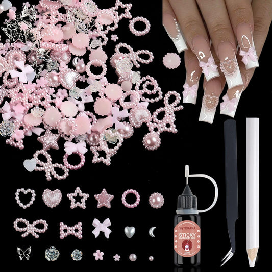 Charms 3D para Uñas SUTOKAKA — Perlas, Lazos, Flores, Mariposas y Corazones