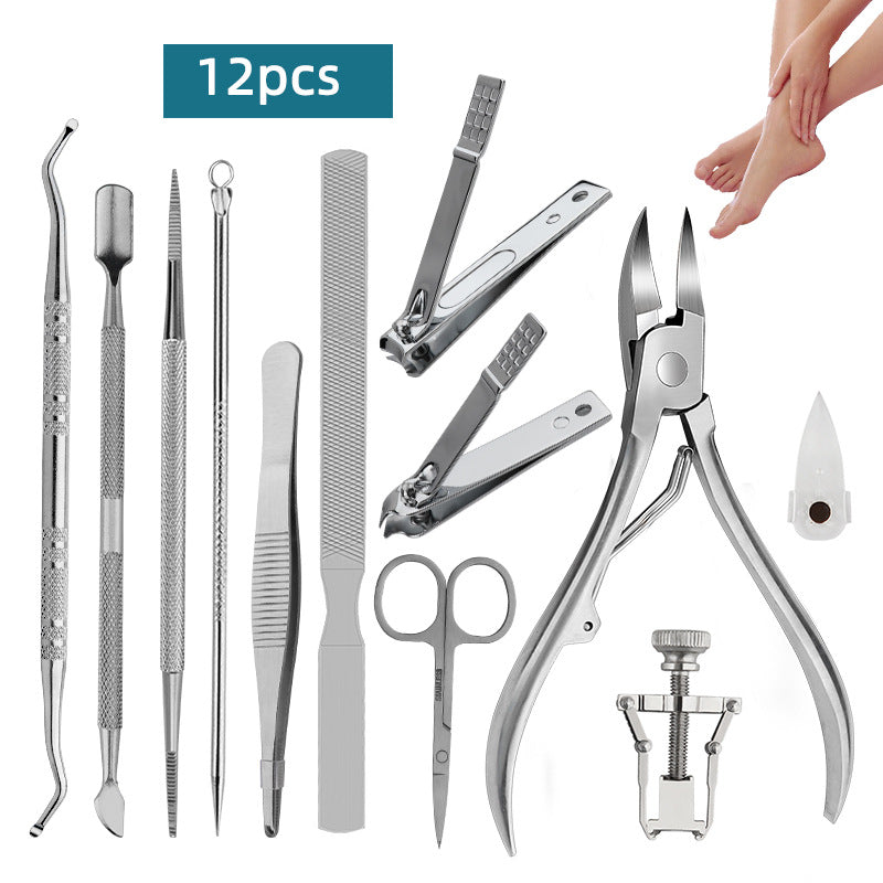 Stainless Steel Nail Clipper Set with 12 Tools