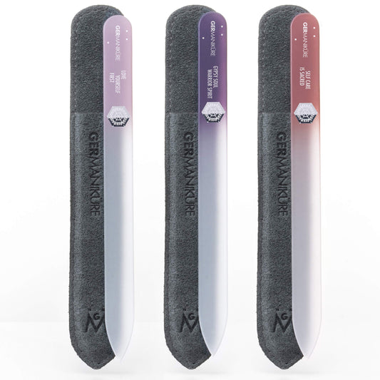 Limas de Cristal Checo para Uñas GERMANIKURE x3 con Estuche de Cuero